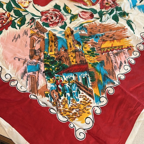Tijuana Mexico-Themed Vintage Scarf Made in Japan 1940s - 1960s. - Picture 11 of 16